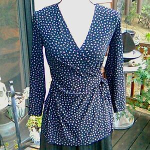 Anne Klein Black and White Wrap Top